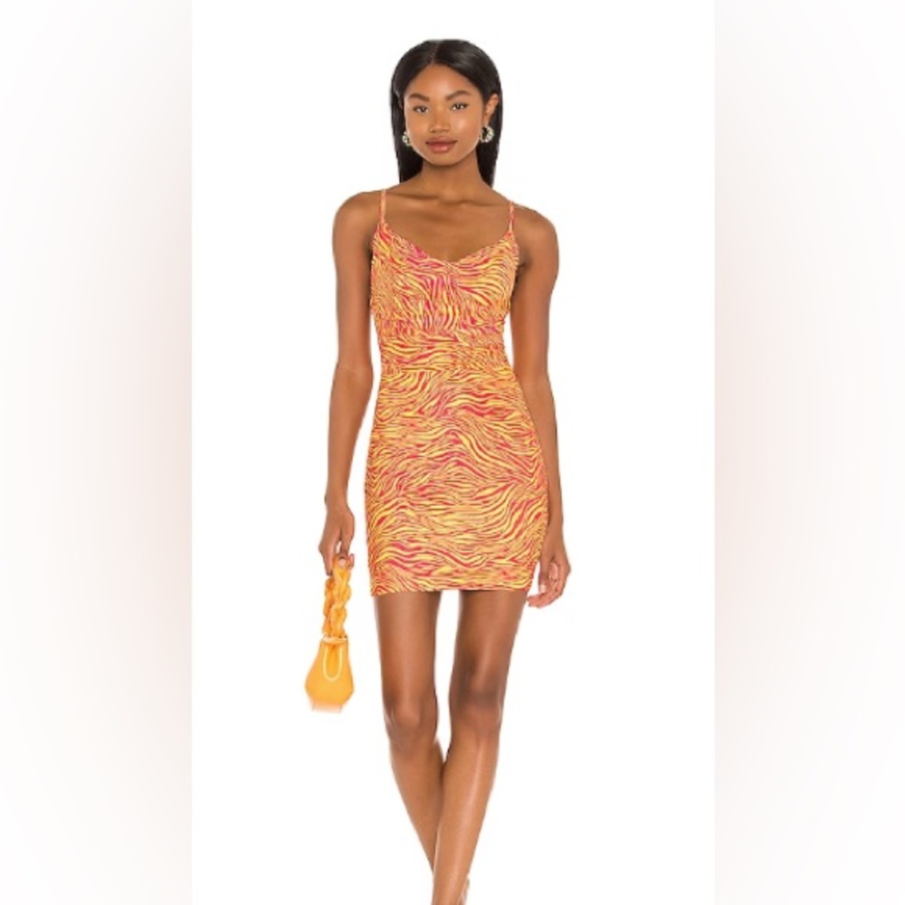 Superdown REVOLVE Eden Mini Dress - striped zebra neon yellow and red